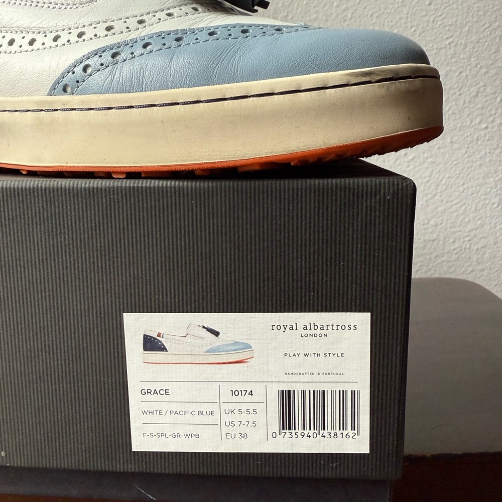 Royal Albatross Women's Grace Golf Slip On Blue and White Shoes - Picture 7 of 7